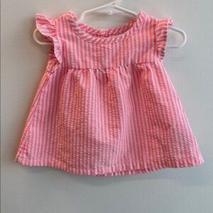 GAP Recycled Baby Pink and White Striped Sear sucker top